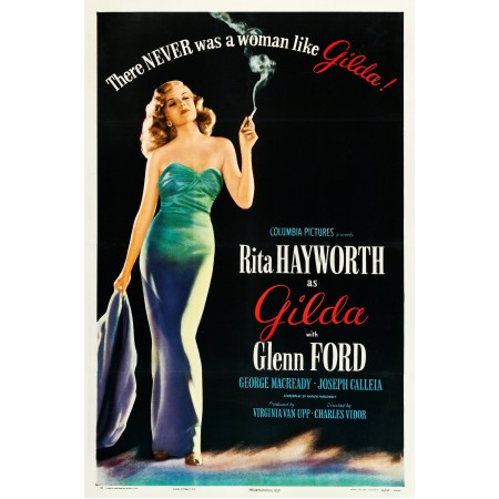 24x36in Poster Gilda, theatrical release poster for the 1946 film Gilda, starring Rita Hayworth 1946