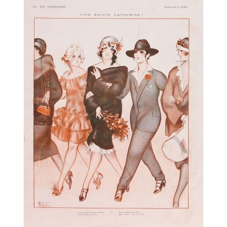 24x30in Poster Armand Vallée 1921 Le Loup et l'Agneau Masquerade ball