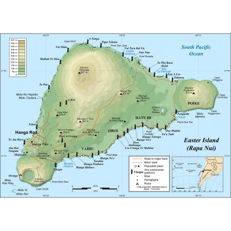 24"x33" Poster Easter Island Map 2008 - English