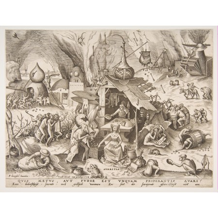 31x24in Poster Pieter Bruegel - Avarice (Avaritia) The Seven Deadly Sins