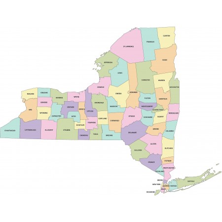 24"x32" Poster Map of New York Counties
