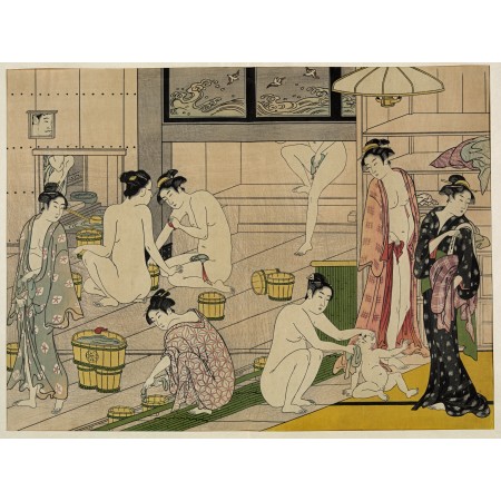 31x24in Poster Torii Kiyonaga Onna yu, Bathhouse women Japan
