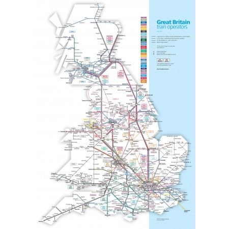 24"x38" Poster Great Britain train operators map 2019 UK Railroads