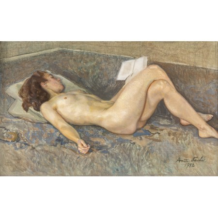 38x24in Poster Antti Favén - Reclining Nude with Book