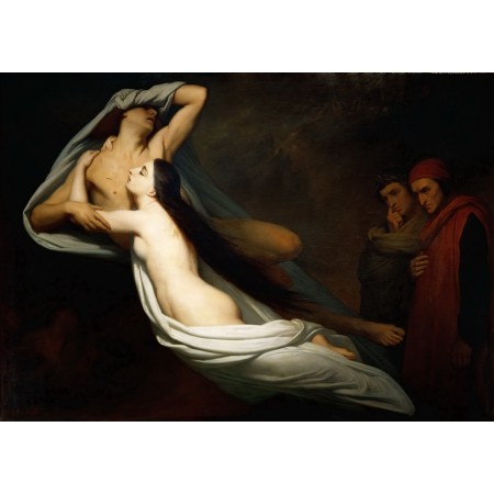 33x24in Poster Ary Scheffer - The Ghosts of Paolo and Francesca Appear to Dante and Virgil 1855