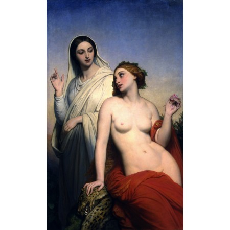 15"x24" Art Poster Ary Scheffer - De hemelse en aardse liefde 1850