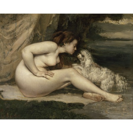 30x24in Poster Gustave Courbet - Nude Woman with a Dog - Google Art Project