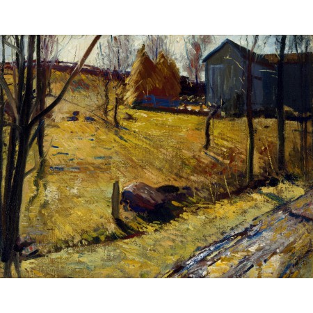 30x24in Poster George Bellows - Haystacks and Barn