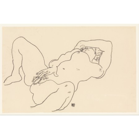 24x15in Poster Egon Schiele Reclining Nude Crayon on paper. Modern and Contemporary Art