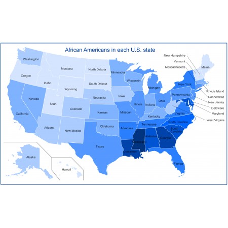 37x24in Poster African Americans in each U.S. state in 2010