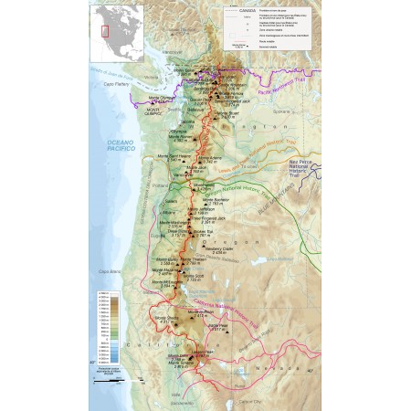 24x42in Poster Trails of Cascade Range Map-It