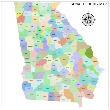 24x24in Poster Georgia County Map