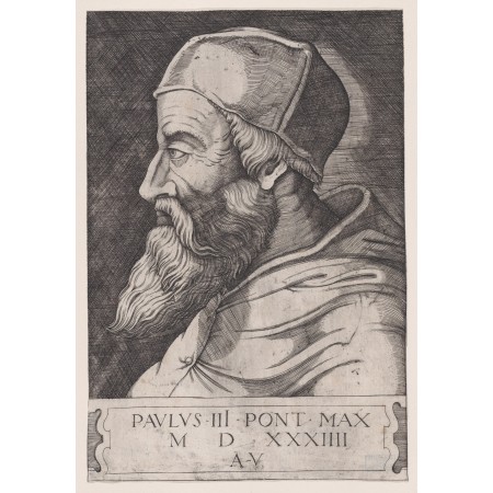 24x34in Poster Pope Paul III in a Skullcap by Agostino Veneziano