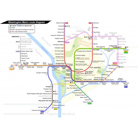 34x24in Poster Route diagram of Washington Metro