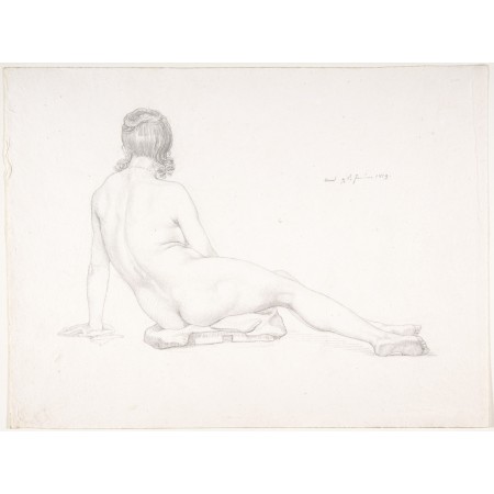 32x24in Poster Samuel Amsler Seated Female Nude Seen from the Back