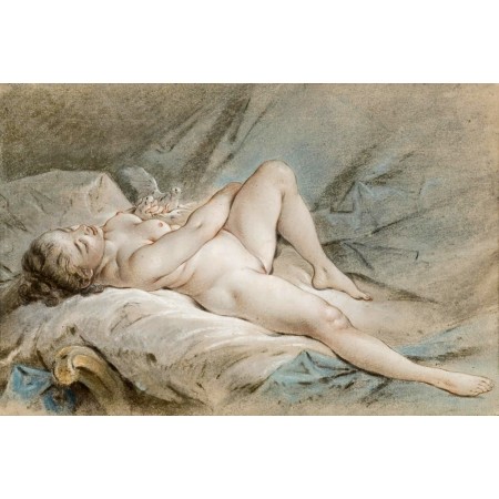 24x16in Poster François Boucher - Venus playing with two doves