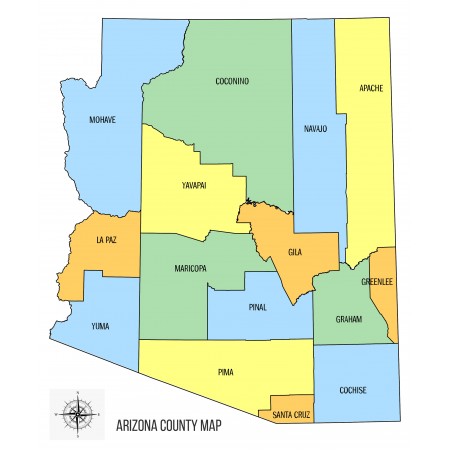 24x28in Poster Arizona County Map