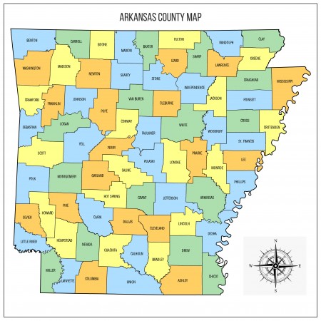 24x24in Poster Arkansas County Map