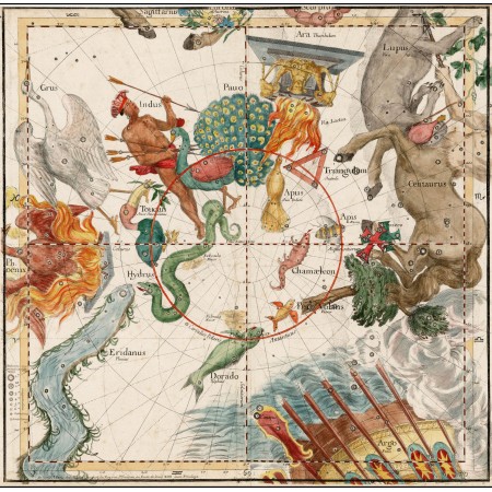 24x24in Poster Celestial Map of the Southern Hemisphere 1690