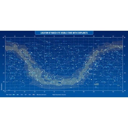 46x24in Poster Constellations of Exoplanets Map. Celestial Astronomy Star Map Nautical Astrology