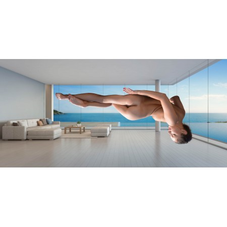 50x24in Poster Nude interior - Naked in the air Sexy Alluring Bosomy Modern Design