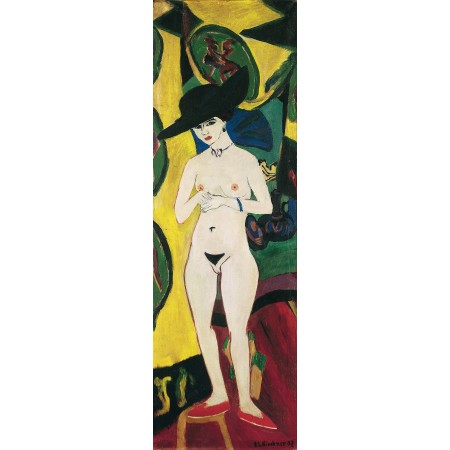24x74in Poster Ernst Ludwig Kirchner - Standing Nude with Hat