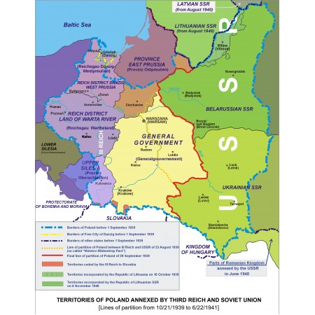 24x30in Poster Poland Territories Annexed by the Third Reich and USSR