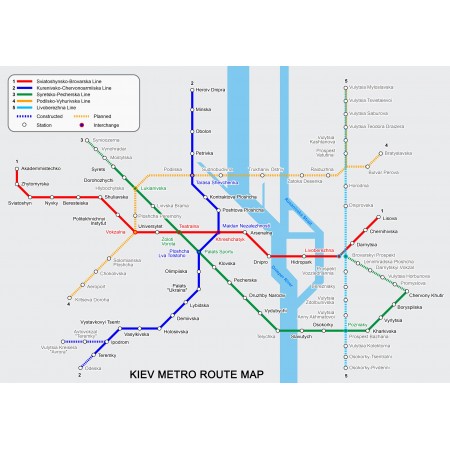 34x24in Poster Kiev Metro Route Map