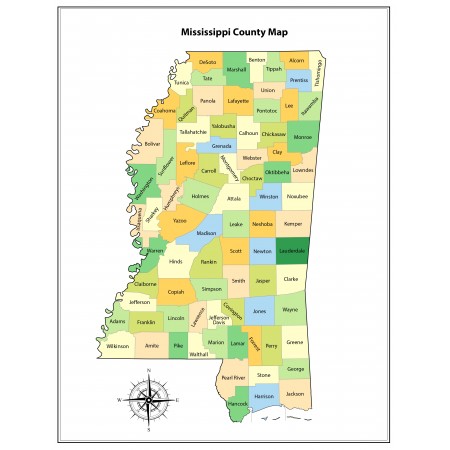 24x31in Poster MississippiCounty Map
