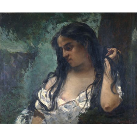 29x24in Poster Gustave Courbet - Gypsy in Reflection