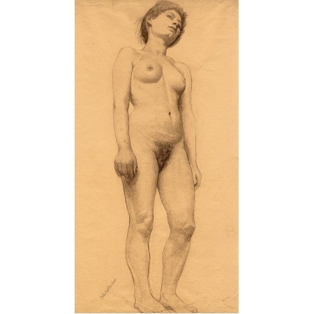 24x45in Poster Otto H. Bacher - Standing Female Nude drawing