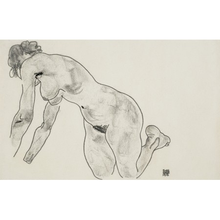 37x24in Poster Egon Schiele - Hockender Weiblicher Akt / Crouching Female Nude