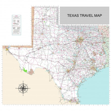 24x24in Poster Official Texas Travel Map