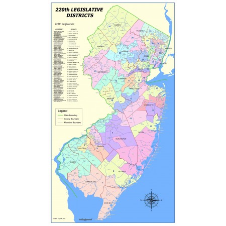 24x42in Poster New Jersey Legislative Districts Map 2022