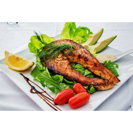 Salmon Fish Grilled Fish Grill Dish 36"x24" Photographic Print Poster Gourmet Plate 