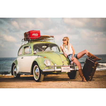 Automobile Automotive Beach Beetle 36"x24" Photographic Print Poster Car Fashion 