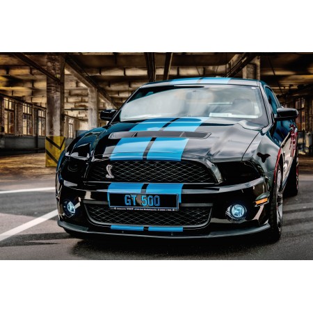 Ford Mustang Shelby GT500 36"x24" Photographic Print Poster with Grabber Blue Stripes