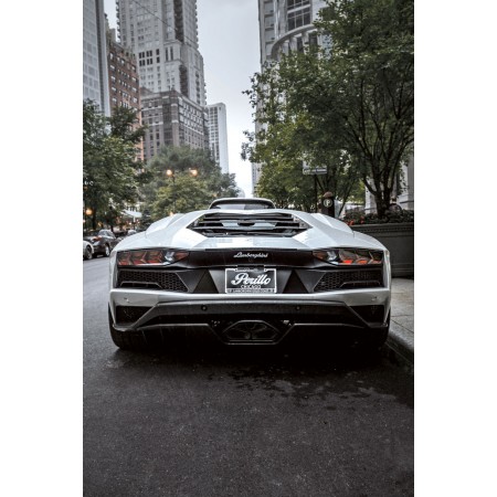 White Lamborghini 24"x36" Photographic Print Poster Supercar Parked On The Side Of Street 