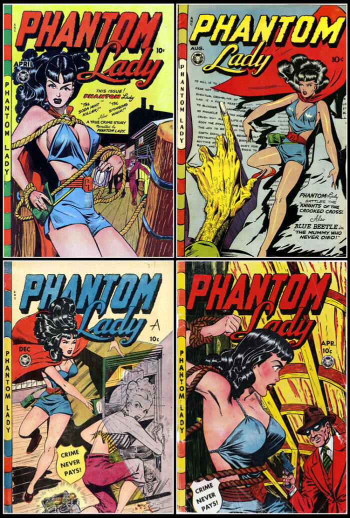 Phantom Lady aminated Poster Good Girl Comic Book Posters The Soda Mint Killer, Knights of the Crooked Cross, Crime Never Pays