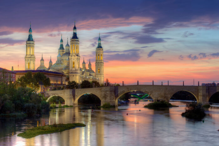 Basilica of Our Lady of the Pillar and the Ebro River, Photographic Print Poster Most Beautiful Places in Spain Art Print Zaragoza