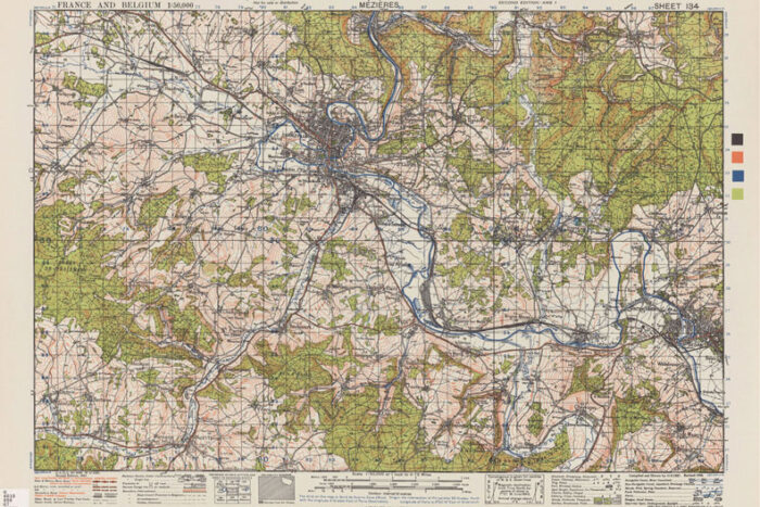 24"x36" Topographic Map France and Belgium 1944