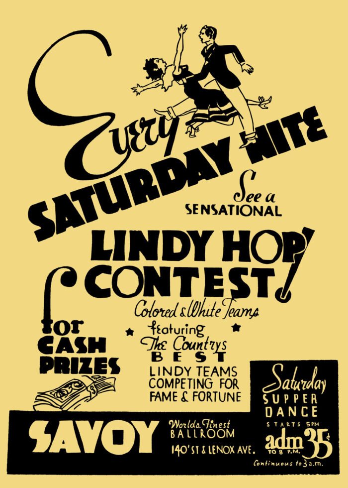 Lindy Hop Contest. Ballroom Vintage Art Pnt Poster - Saturday Super Dance. Savoy