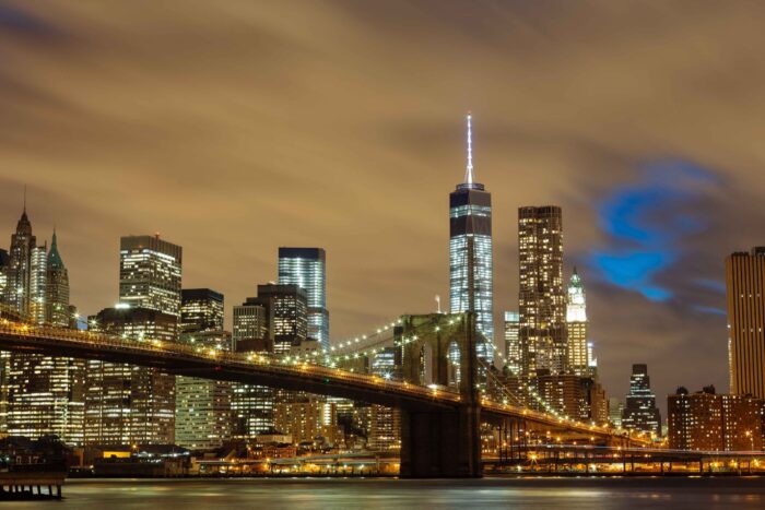 Photographic Print Poster Bridge Brooklyn bridge Buildings City City lights