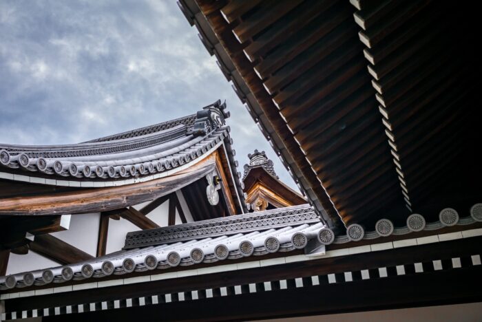 Photographic Print Poster Pagoda Roof Temple Lines Wood Oval Bamboo