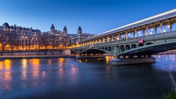 Photographic Print Poster Paris Bridge France River Seine Metro Lights