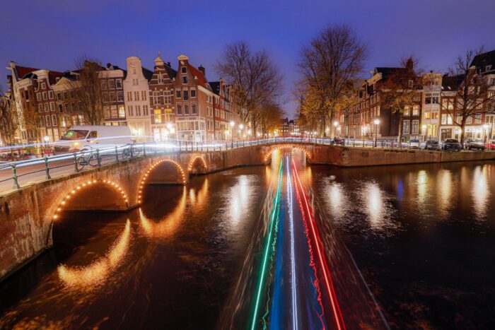 Photographic Print Poster Amsterdam Channels Canals Night photograph