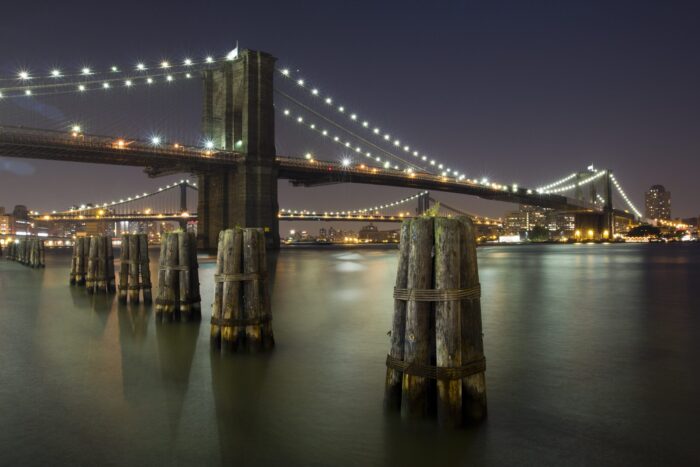 Photographic Print Poster Nyc America Bridge Fog River Evening