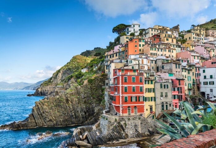 Photographic Print Poster Coastal Village Sea Cliffs Steep Tower house