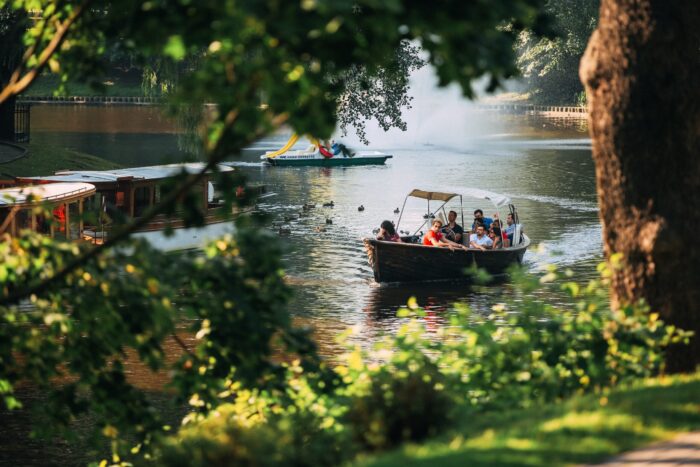 Photographic Print Poster River Boat Bridge Canal Fall Lake Leisure