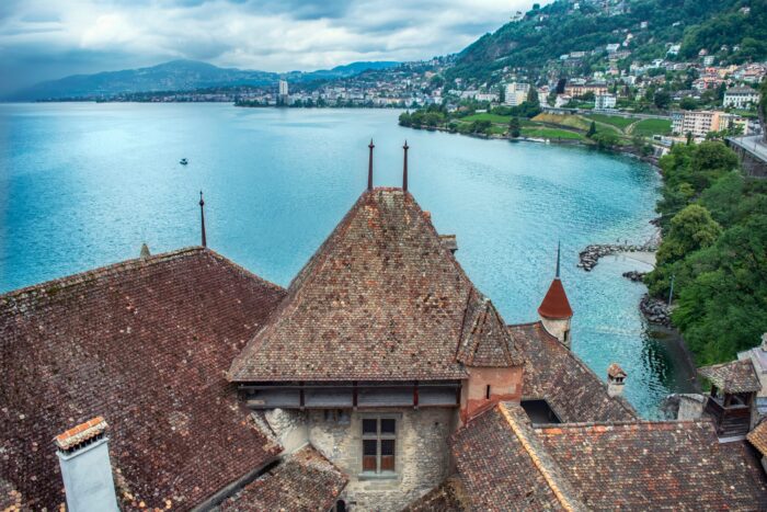 Photographic Print Poster Castle Fortress Lake Sky Clouds City Switzerland